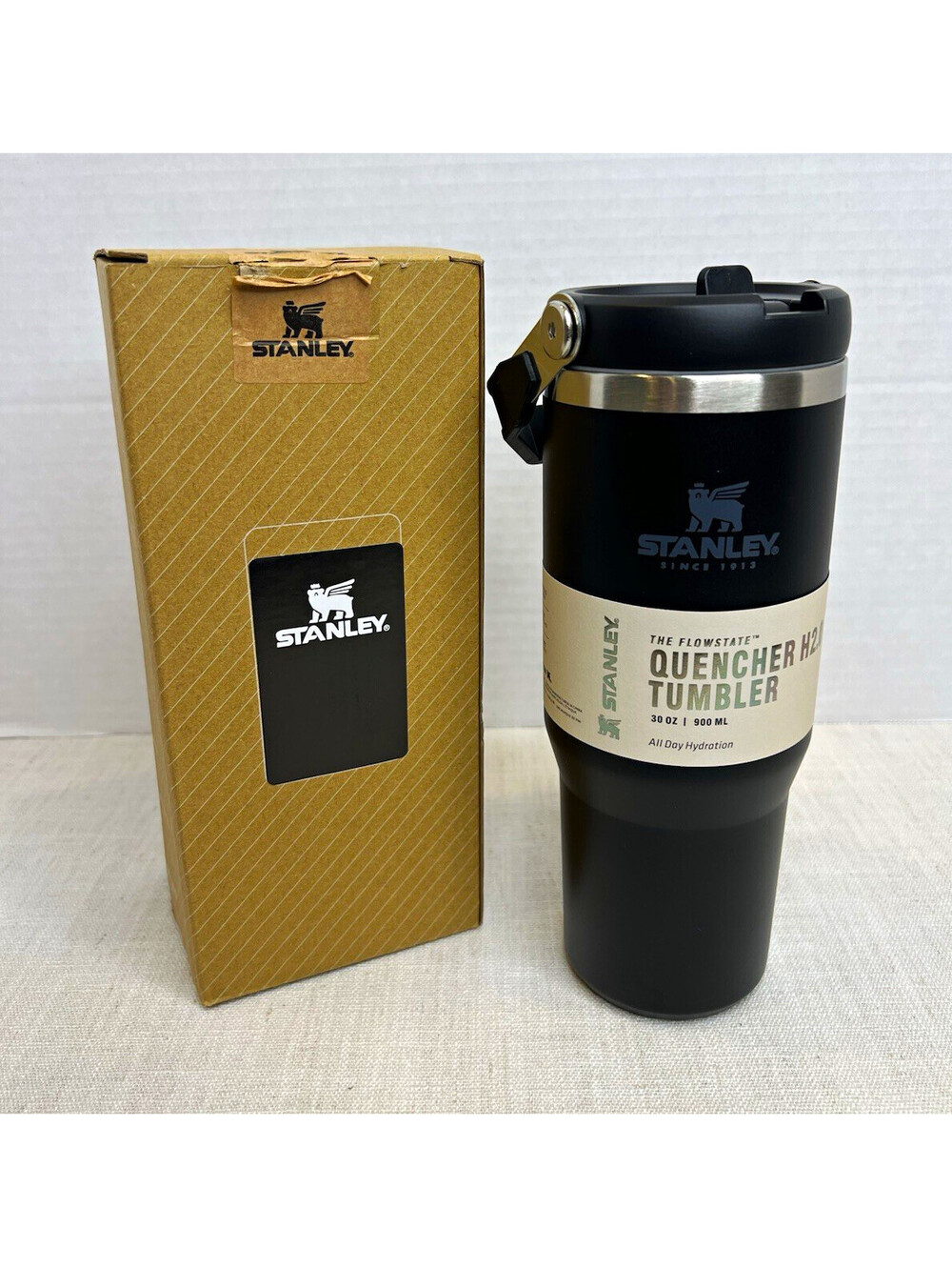 Stanley Quencher H2.0 30 oz Black Stainless Steel Tumbler w/ Handle Drink Lid